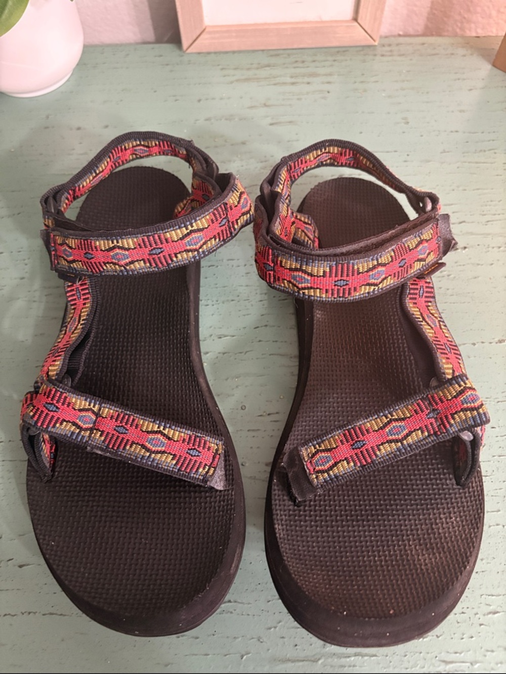 Women's Black Sport Sandals with Multicolor Straps